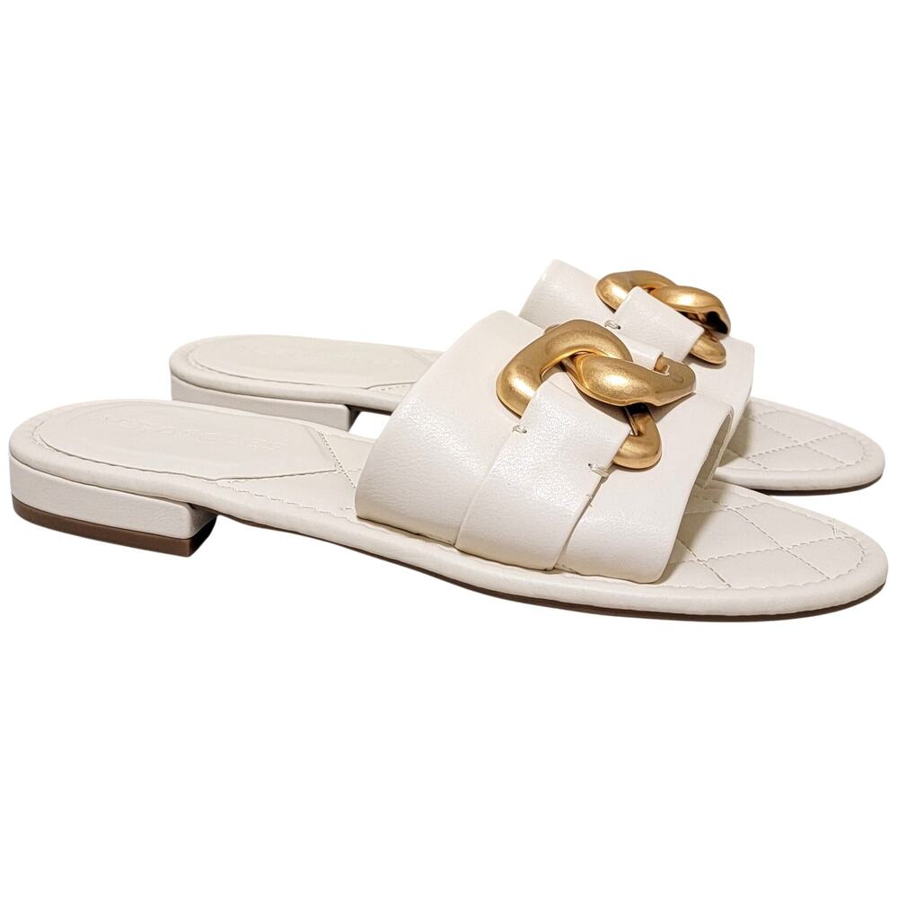 Aerosoles Women Big Charm Embellished Slide Sandals Size US 7M Egg Nog White
